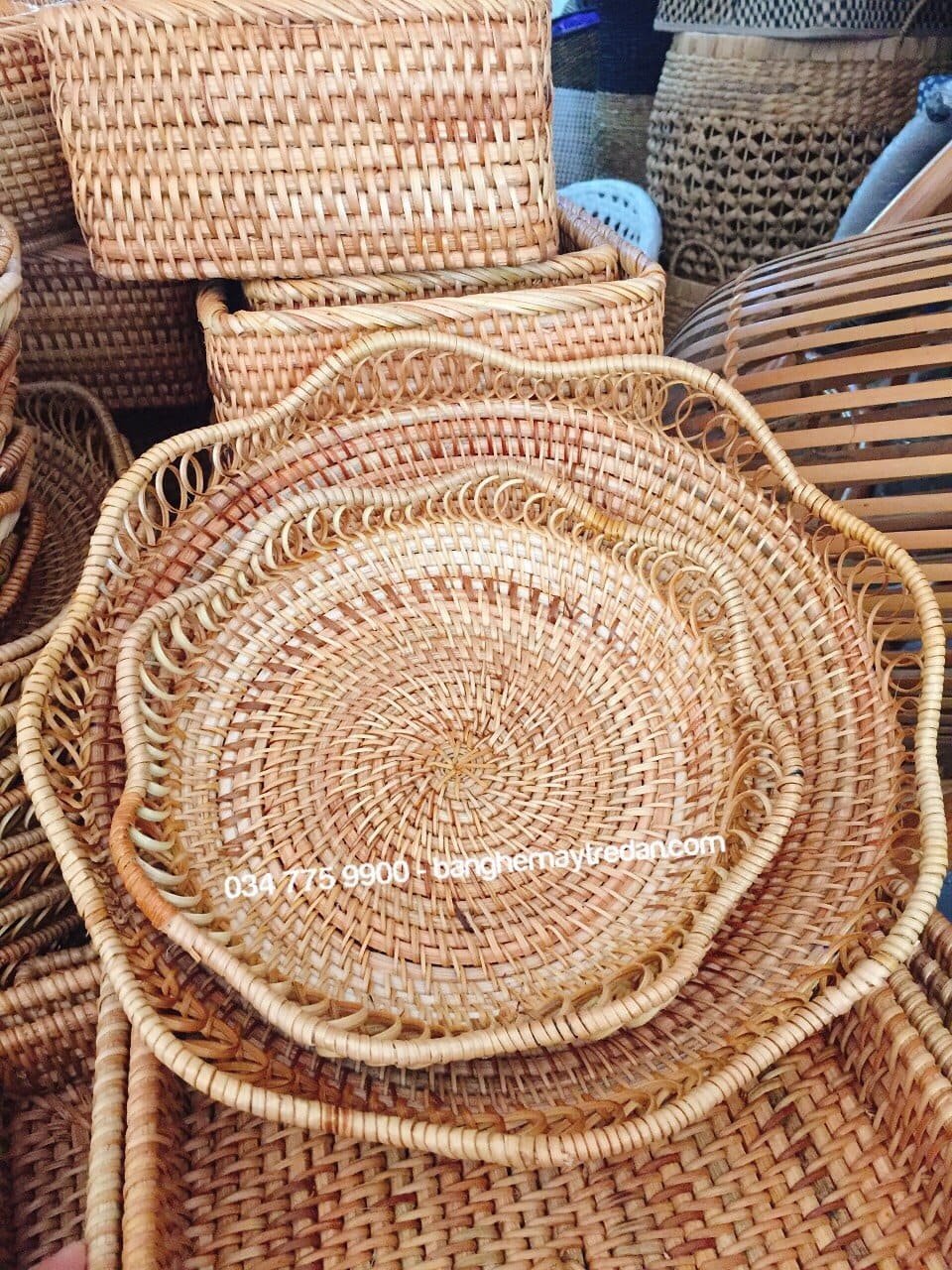 Khay mây xiên, khay để đồ khô - Mây Tre Đan