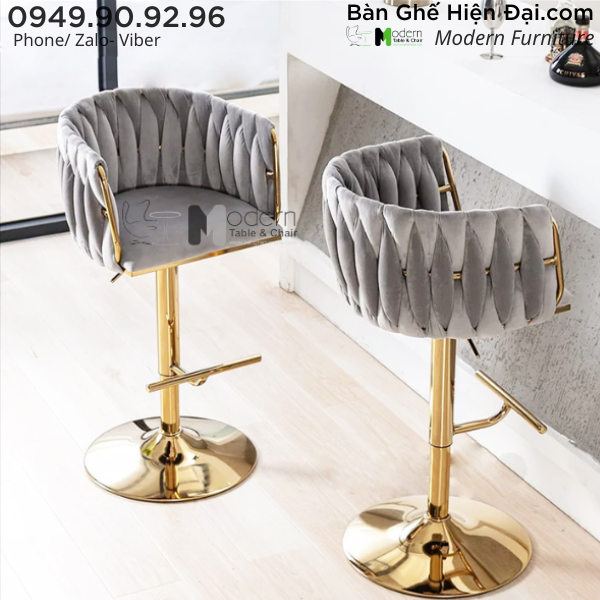Ghế bar cố định cafe nhà hàng bọc vải nhung HCM CB2162B-F