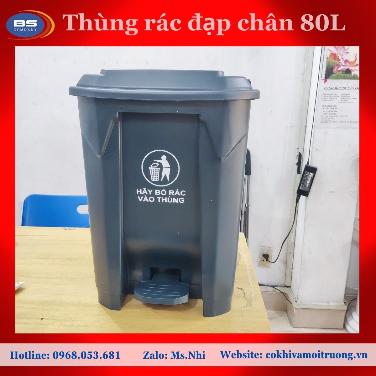 Thùng rác trong nhà 80 lít loại đạp chân