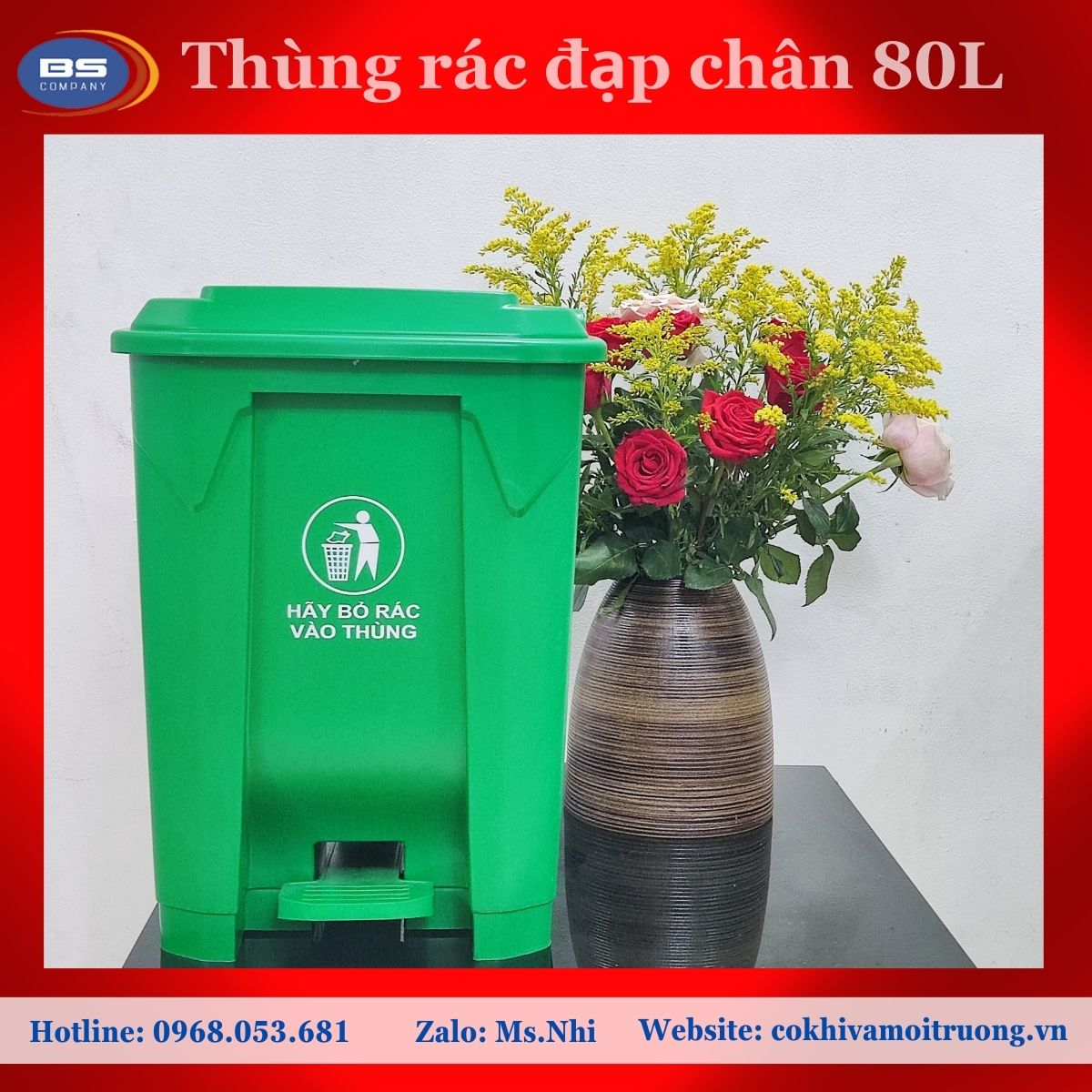 Thùng rác trong nhà 80 lít loại đạp chân