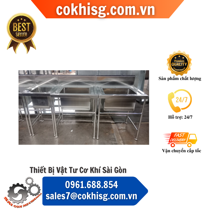 Bàn Chậu Rửa Inox 3 chậu - CKSG