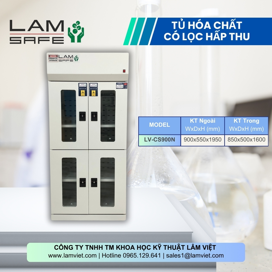 Tủ đựng hóa chất có lọc hấp thu - Lâm Việt SCI