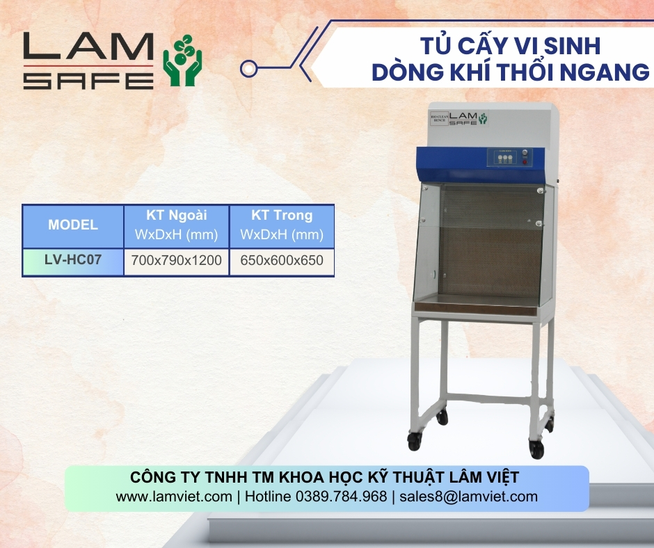 Tủ cấy dòng khí thổi ngang không cửa thương hiệu LamSafe