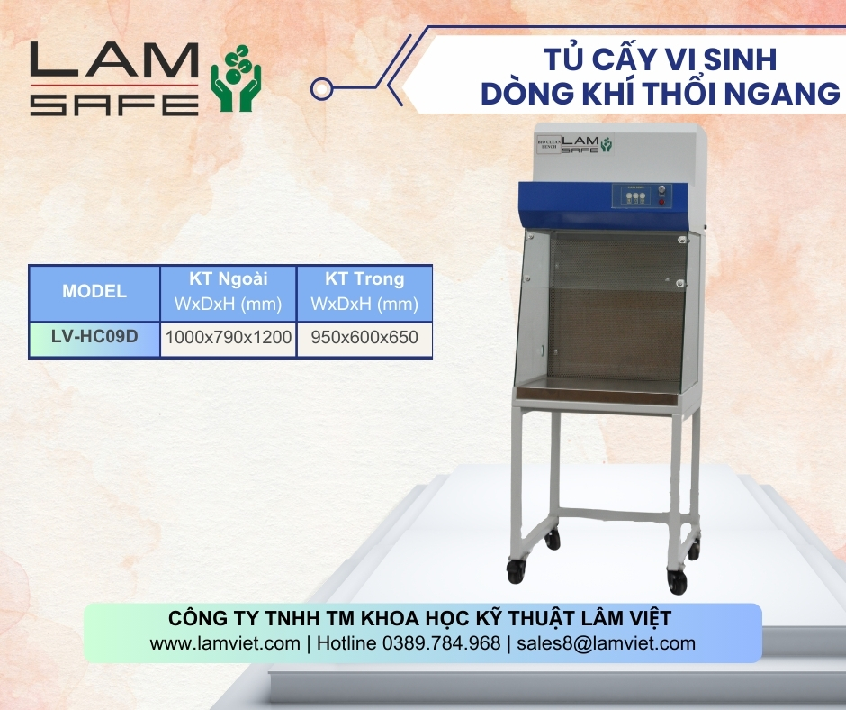 Tủ cấy dòng khí thổi ngang không cửa thương hiệu LamSafe