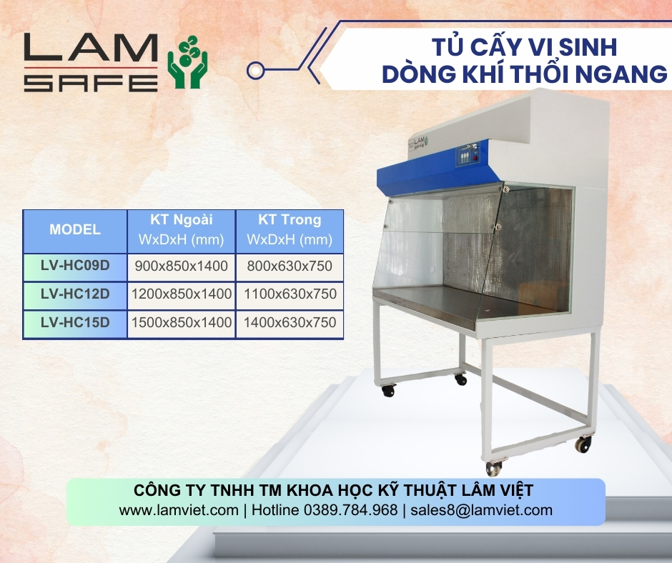 Tủ cấy dòng khí thổi ngang không cửa thương hiệu LamSafe