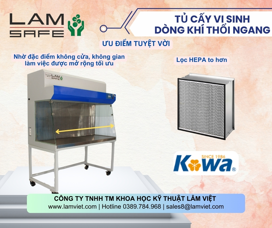 Tủ cấy dòng khí thổi ngang không cửa thương hiệu LamSafe
