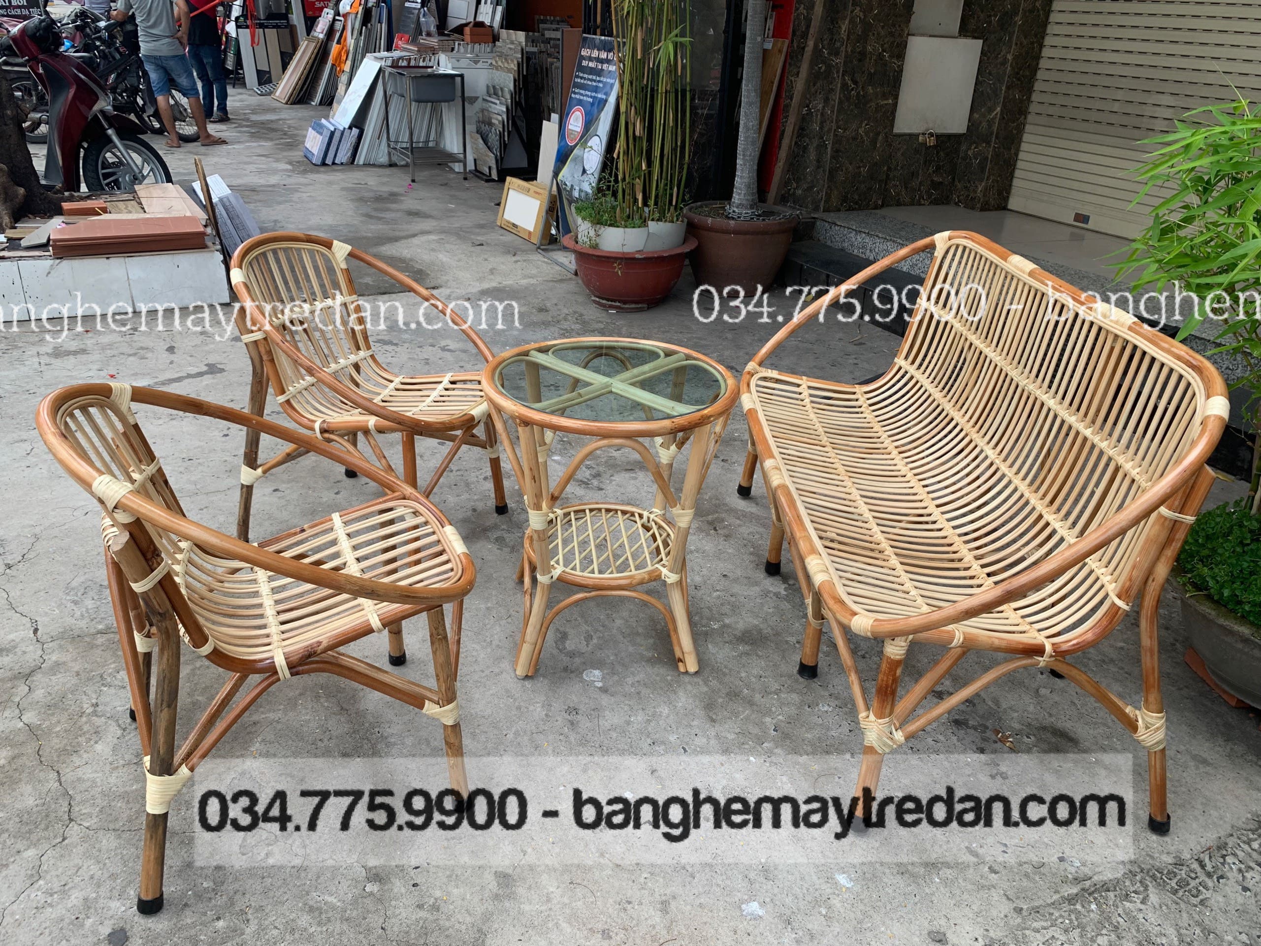 Sofa mây phòng khách hiện đại, sang trọng