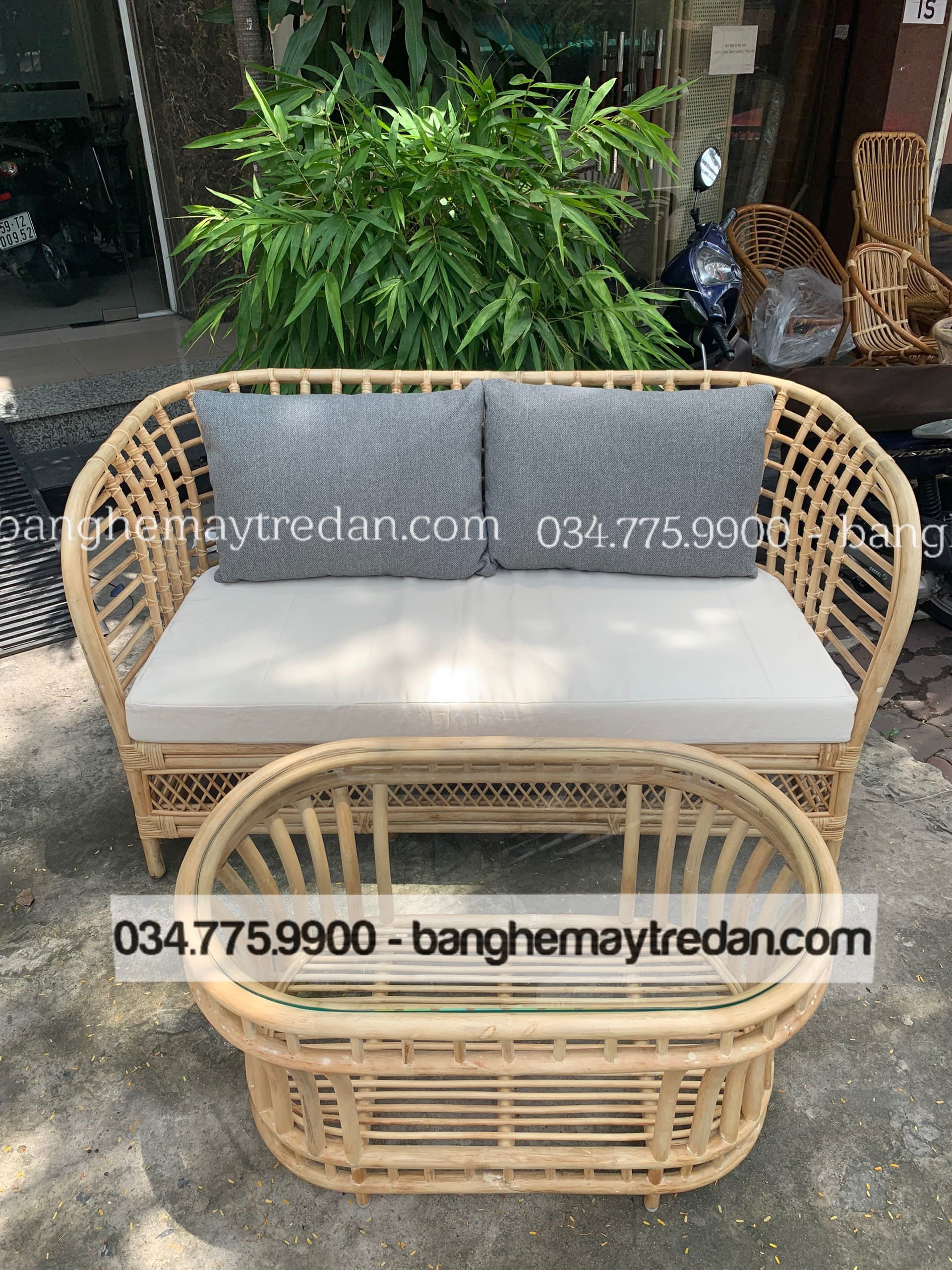 Sofa mây phòng khách hiện đại, sang trọng