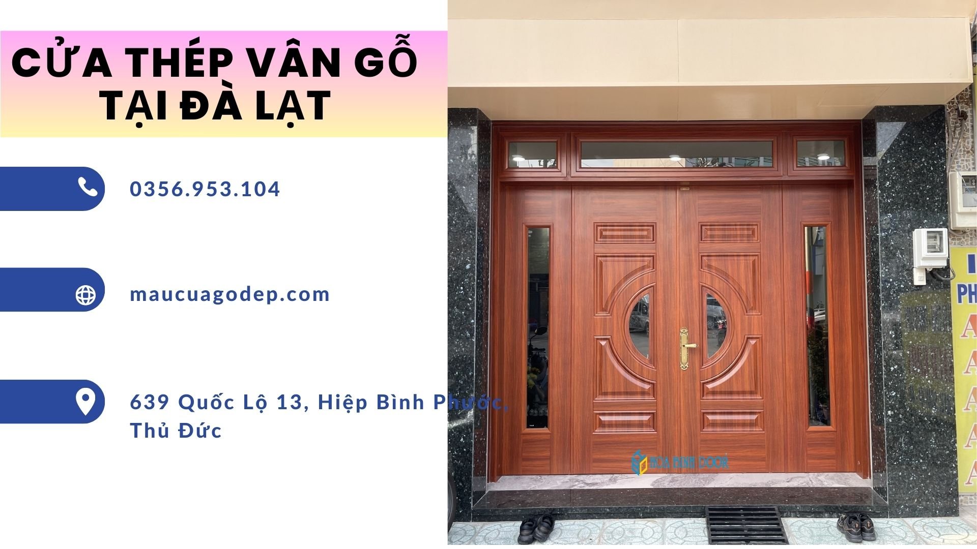 Cửa thép vân gỗ tại Đà Lạt - Mẫu cửa thép hiện đại