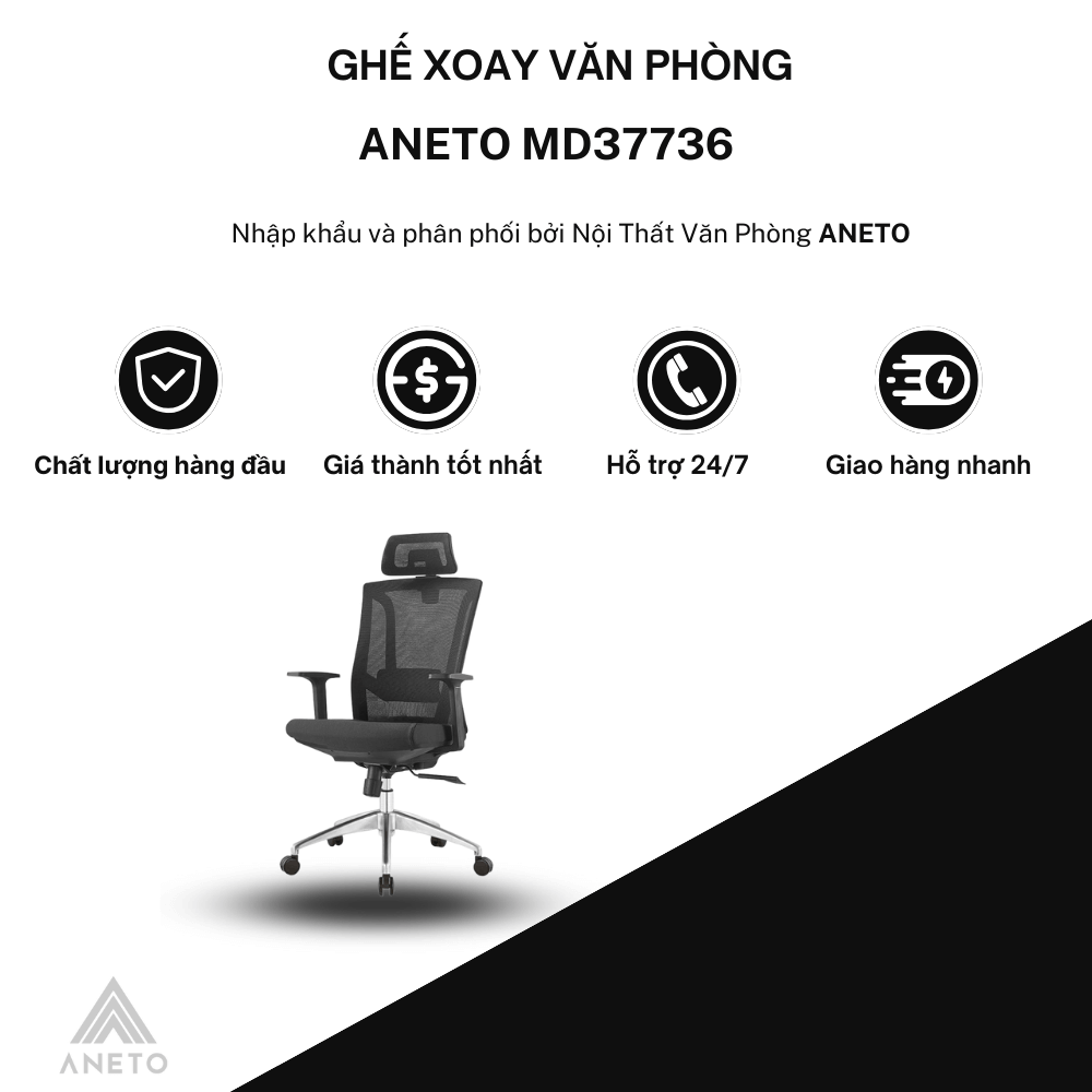 Ghế xoay văn phòng MD37736 - Nội Thất Văn Phòng ANETO