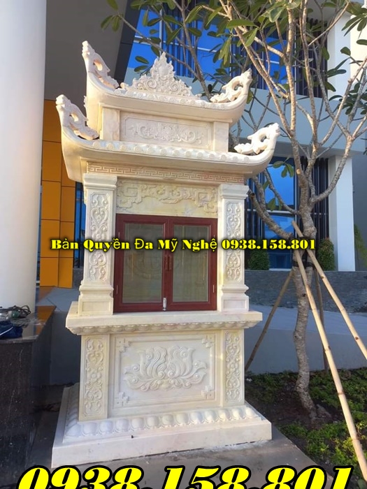 Sóc Trăng bán bàn thờ thiên bằng đá trắng đẹp có mái che, không mái