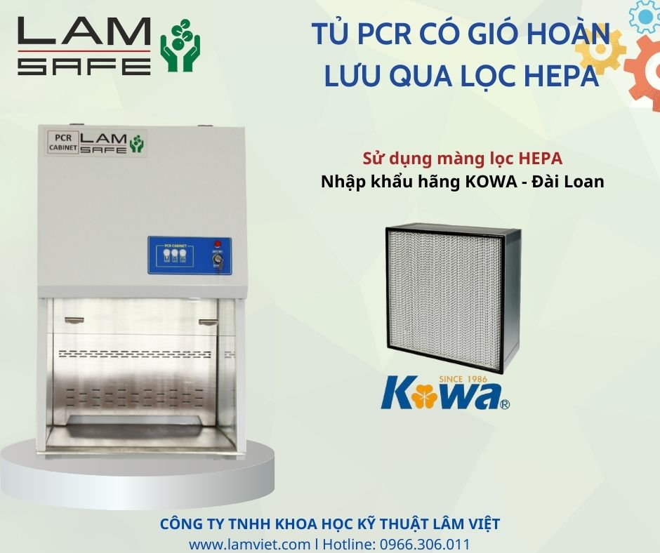 Tủ PCR có gió hoàn lưu qua lọc HEPA