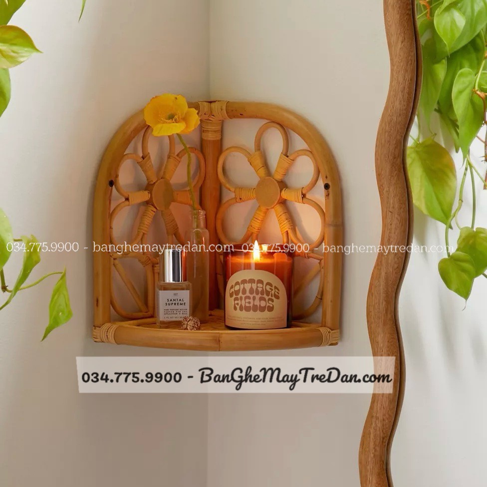 Kệ mây tự nhiên trang trí phòng khách, phòng ngủ
