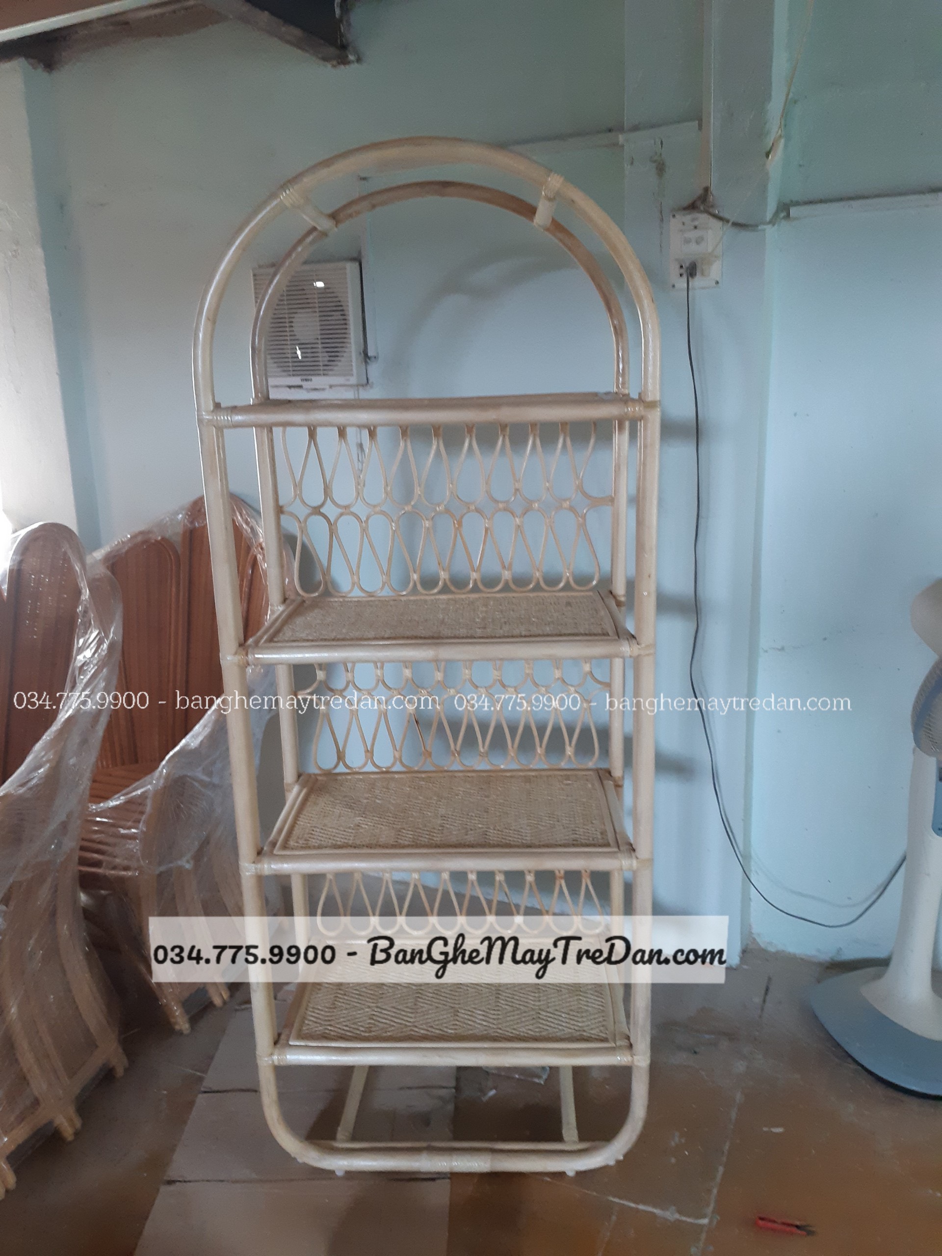 Kệ mây tự nhiên trang trí phòng khách, phòng ngủ