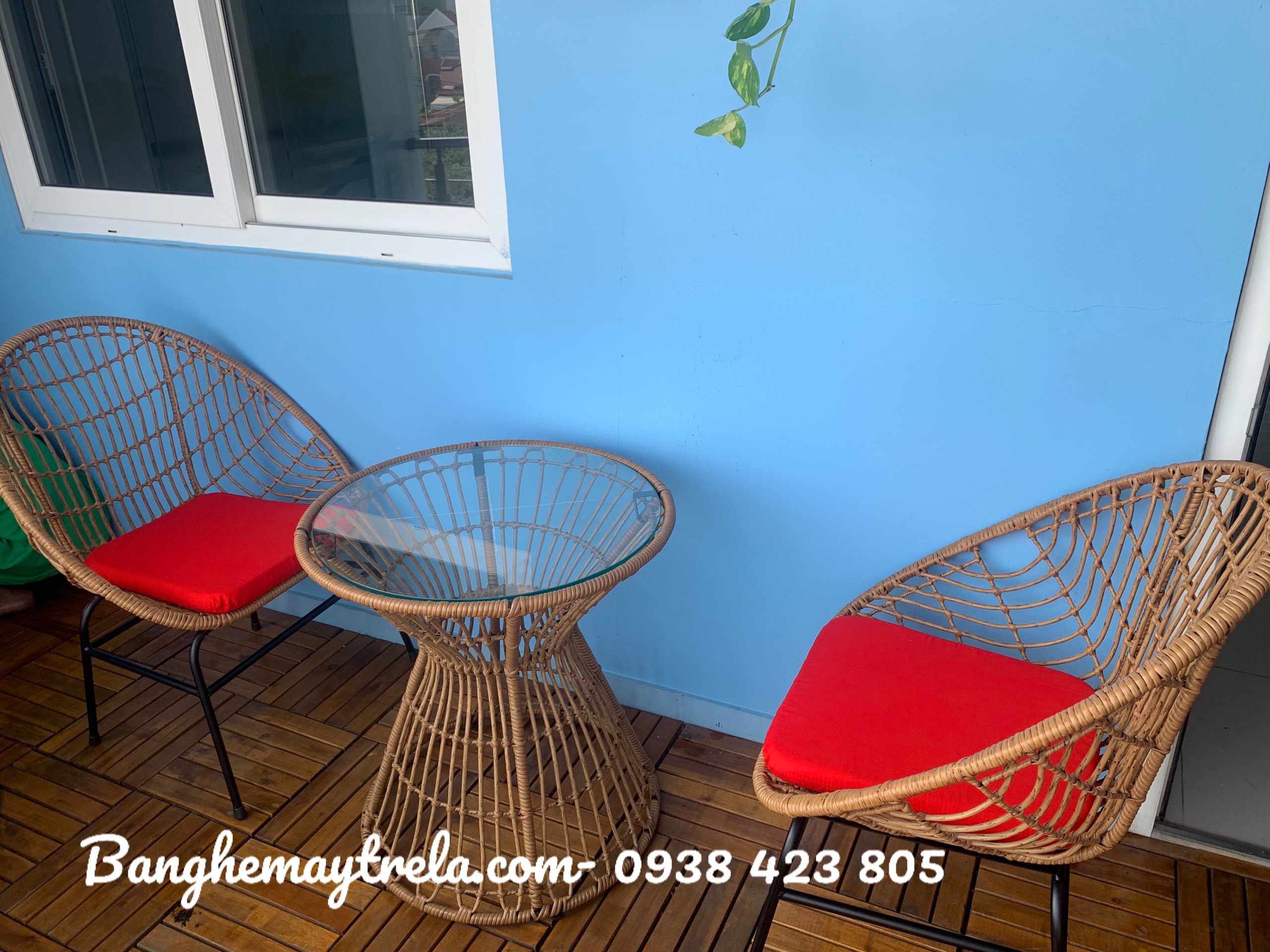 Bàn ghế ban công mây nhựa- Bàn ghế ngoài trời