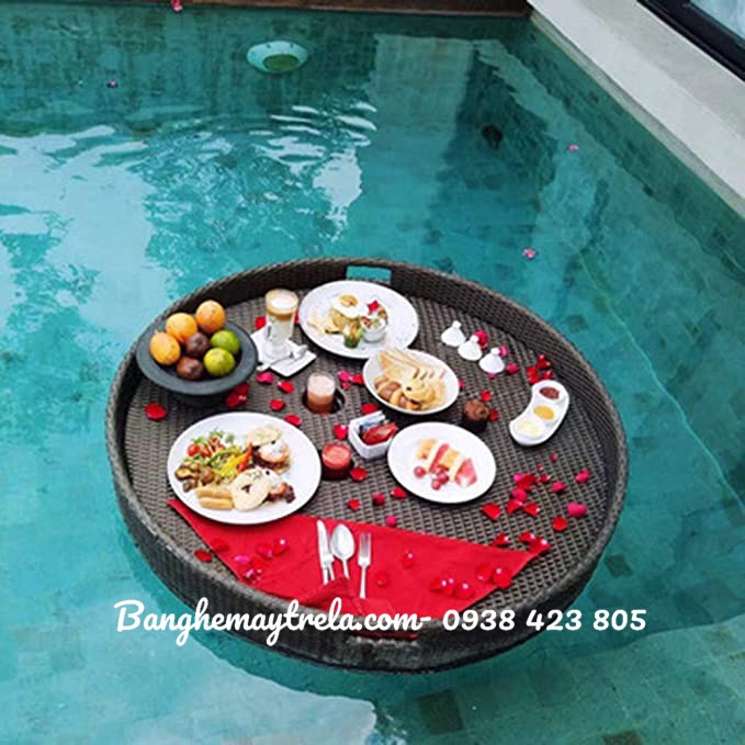 Khay nổi mây nhựa- Khay đồ ăn nổi hồ bơi