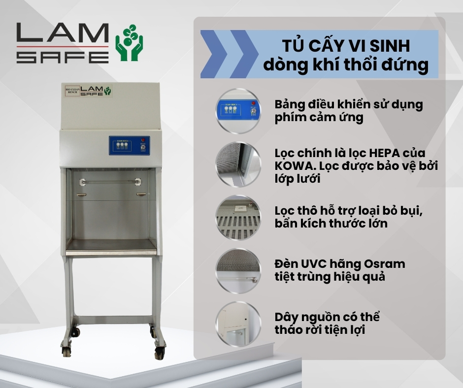 tủ cấy vi sinh dòng khí thổi đứng thương hiệu Lâm Việt