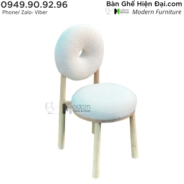 Ghế cafe studio tựa lưng tròn bọc nệm vải chân gỗ HCM DONUT-F