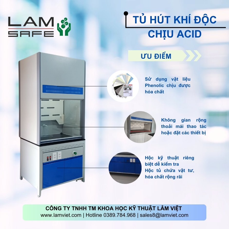 Tủ hút khí độc chịu acid