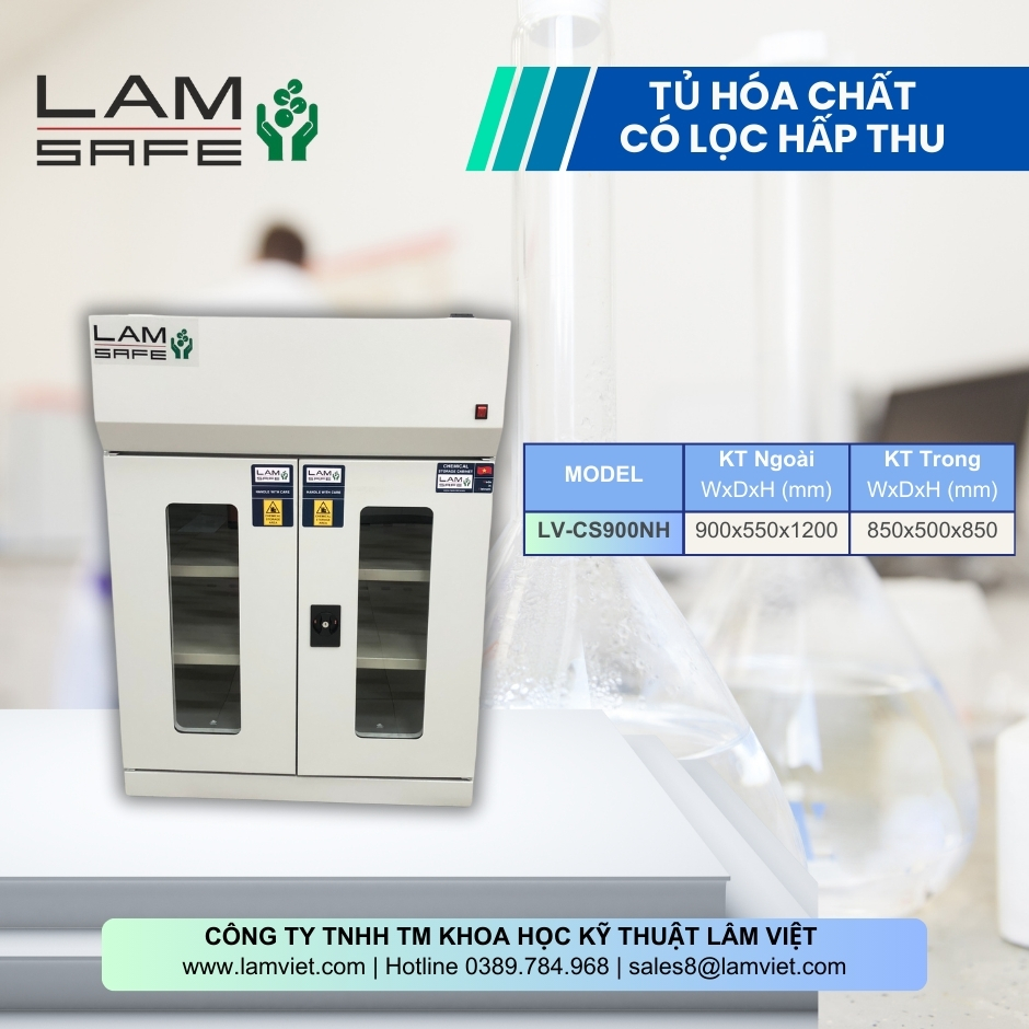 Tủ đựng hóa chất có lọc hấp thu -Lâm Việt