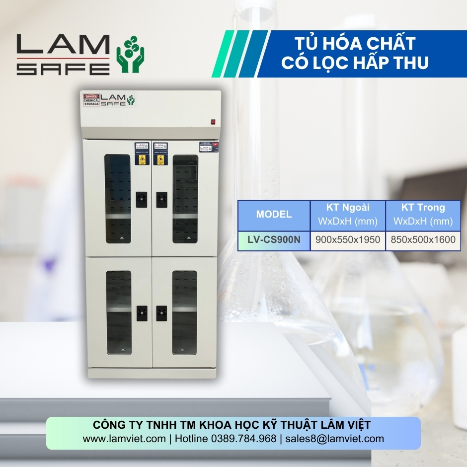 Tủ đựng hóa chất có lọc hấp thu -Lâm Việt