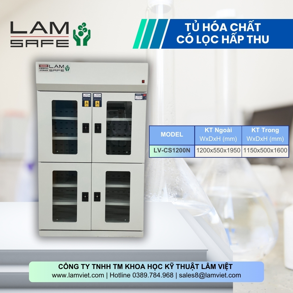 Tủ đựng hóa chất có lọc hấp thu -Lâm Việt