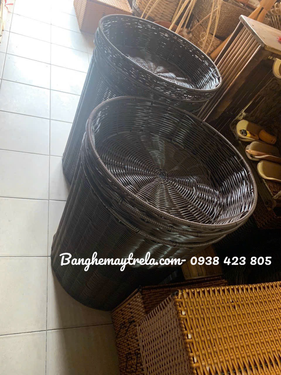 Bộ khay trưng trái cây nhựa giả mây- Sọt trưng bày hoa quả