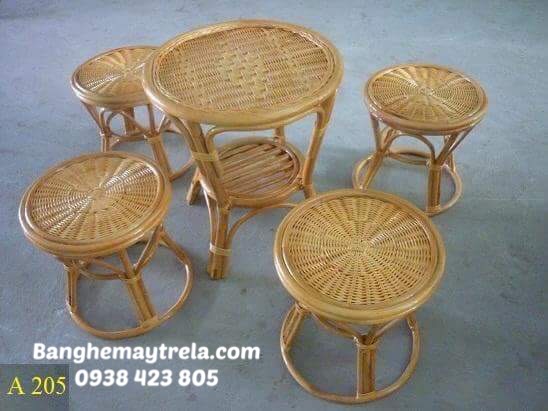Bàn ghế đôn mây tròn- Ghế đôn mây tự nhiên