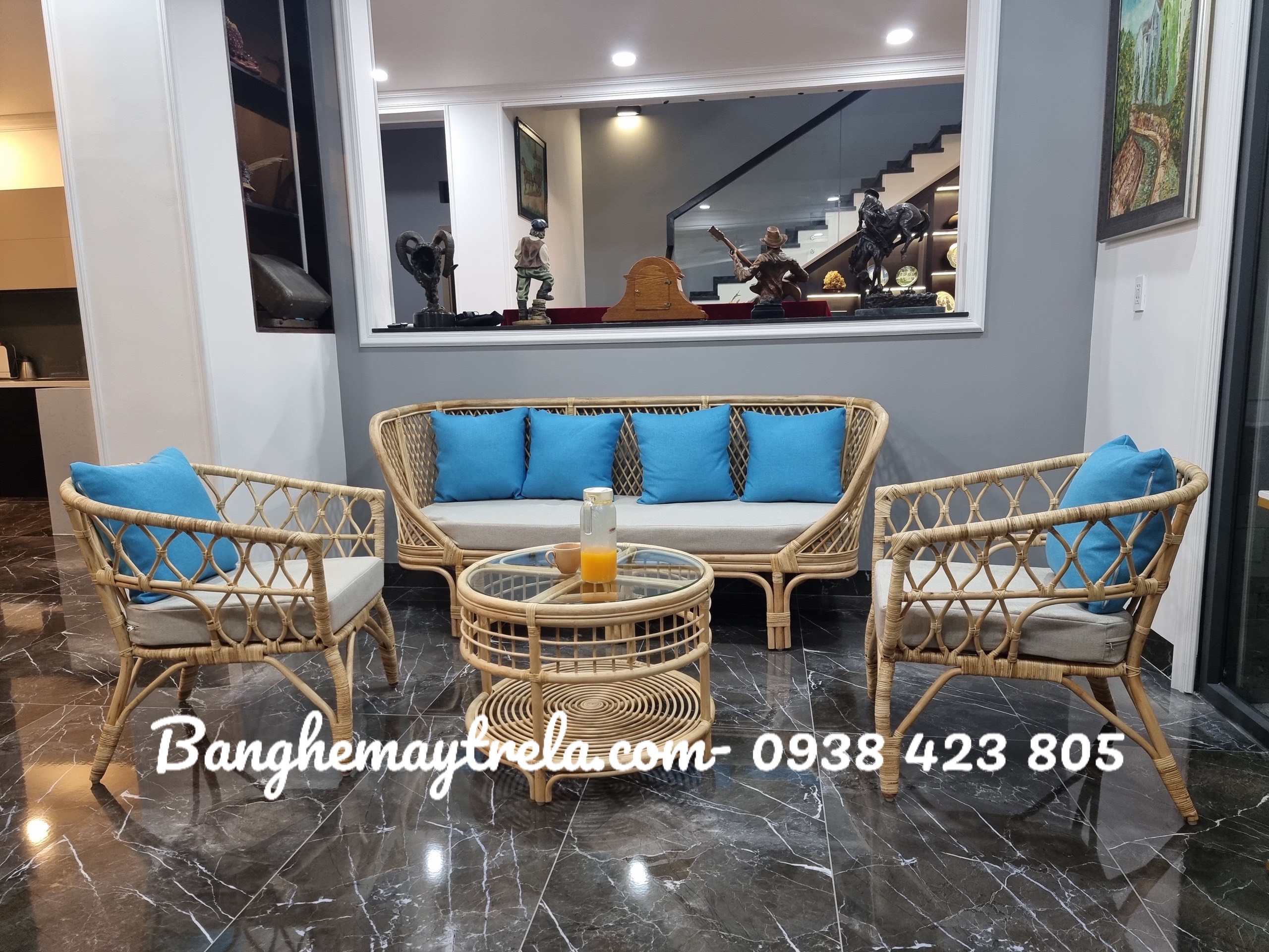 Bàn ghế sofa mây tự nhiên- Sofa mây tre đan