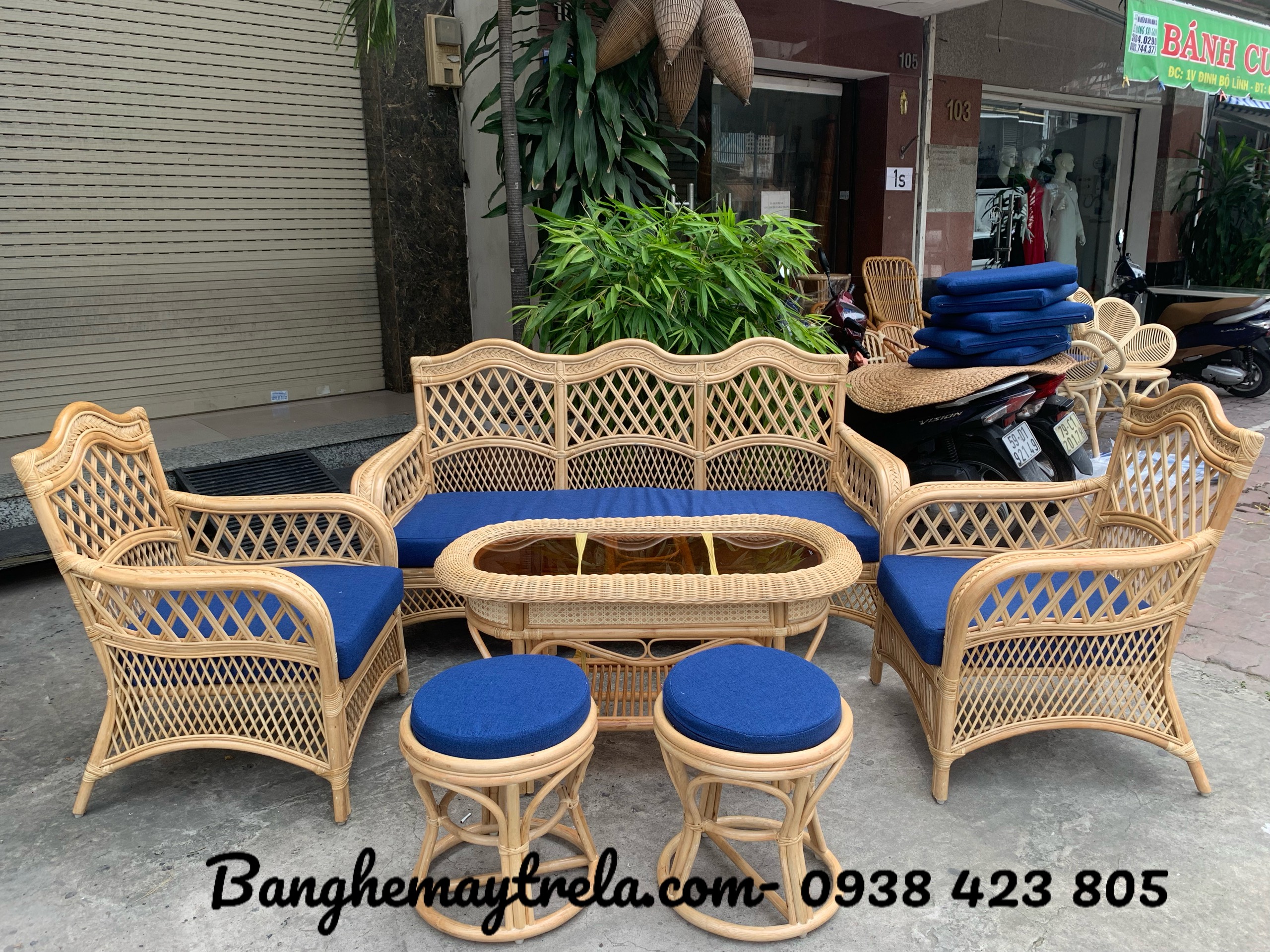 Bàn ghế sofa mây tự nhiên- Sofa mây tre đan