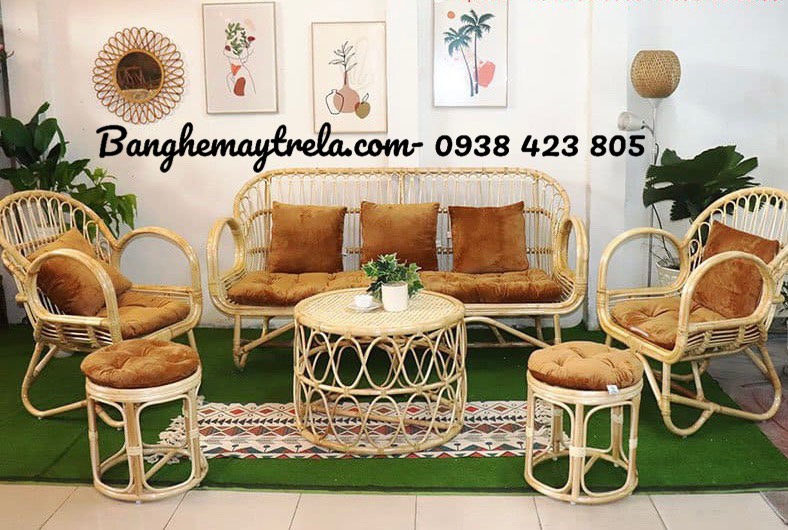 Bàn ghế sofa mây tự nhiên- Sofa mây tre đan