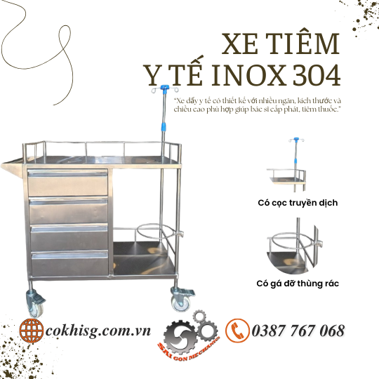 Xe tiêm y tế inox 304