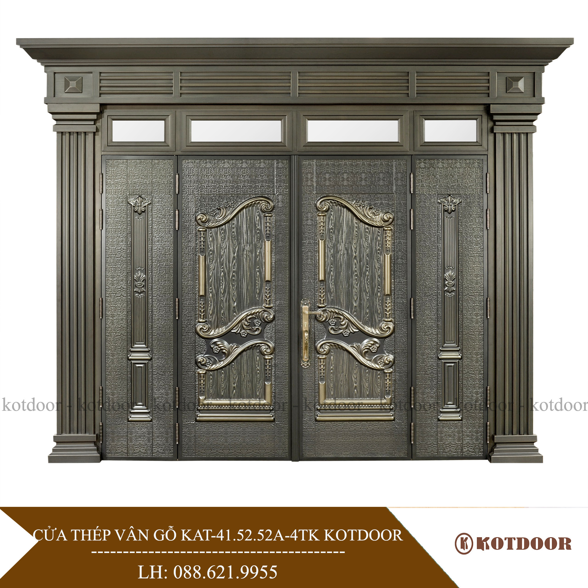 Cửa Thép Vân Gỗ 4 cánh Classic KA 41 40A 3 TK 5.150.000 Đ