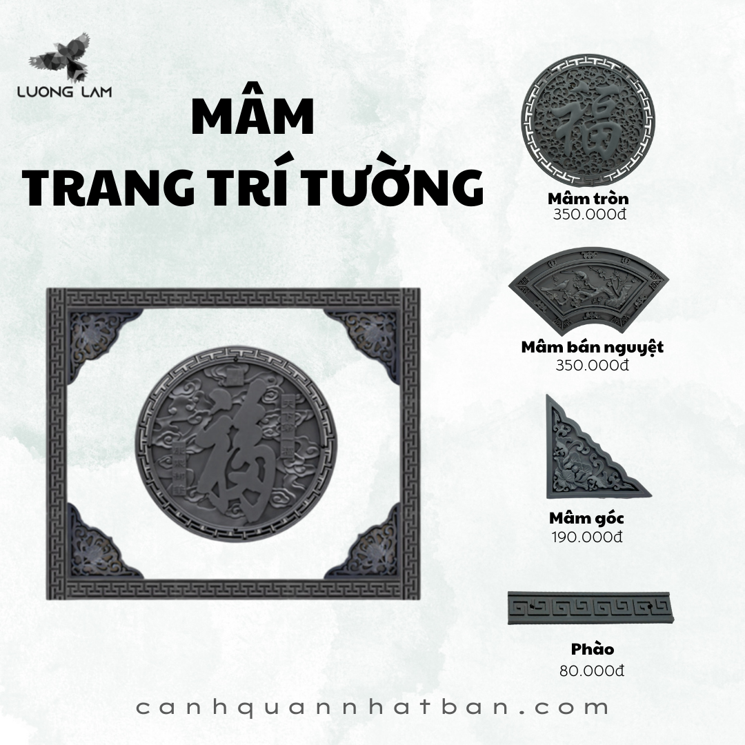 Mâm trang trí ngói nhựa âm duơng Nhật Bản