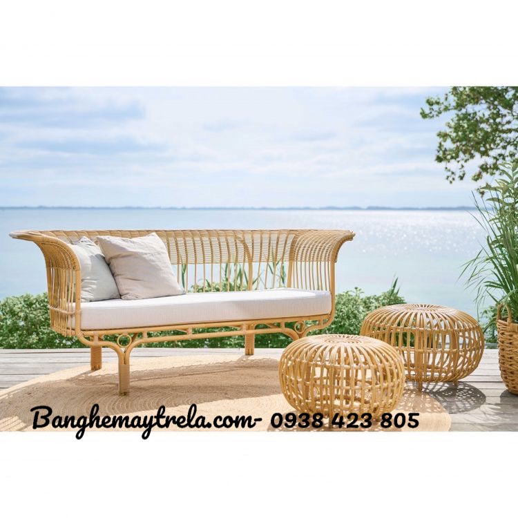 Ghế sofa mây tự nhiên tay xòe- Sofa mây phòng khách