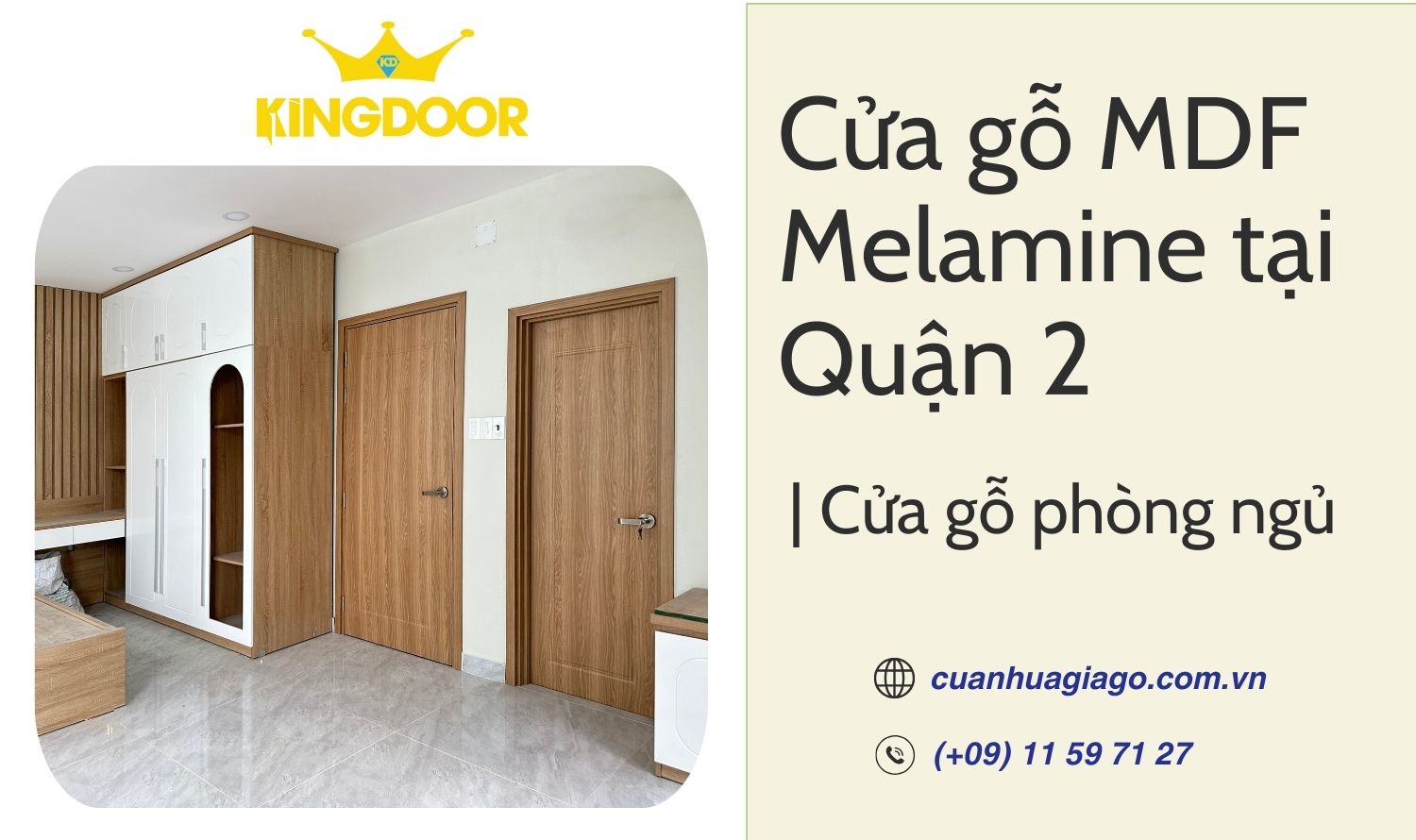 Giá cửa gỗ MDF Melamine tại Quận 2  Cửa gỗ phòng ngủ