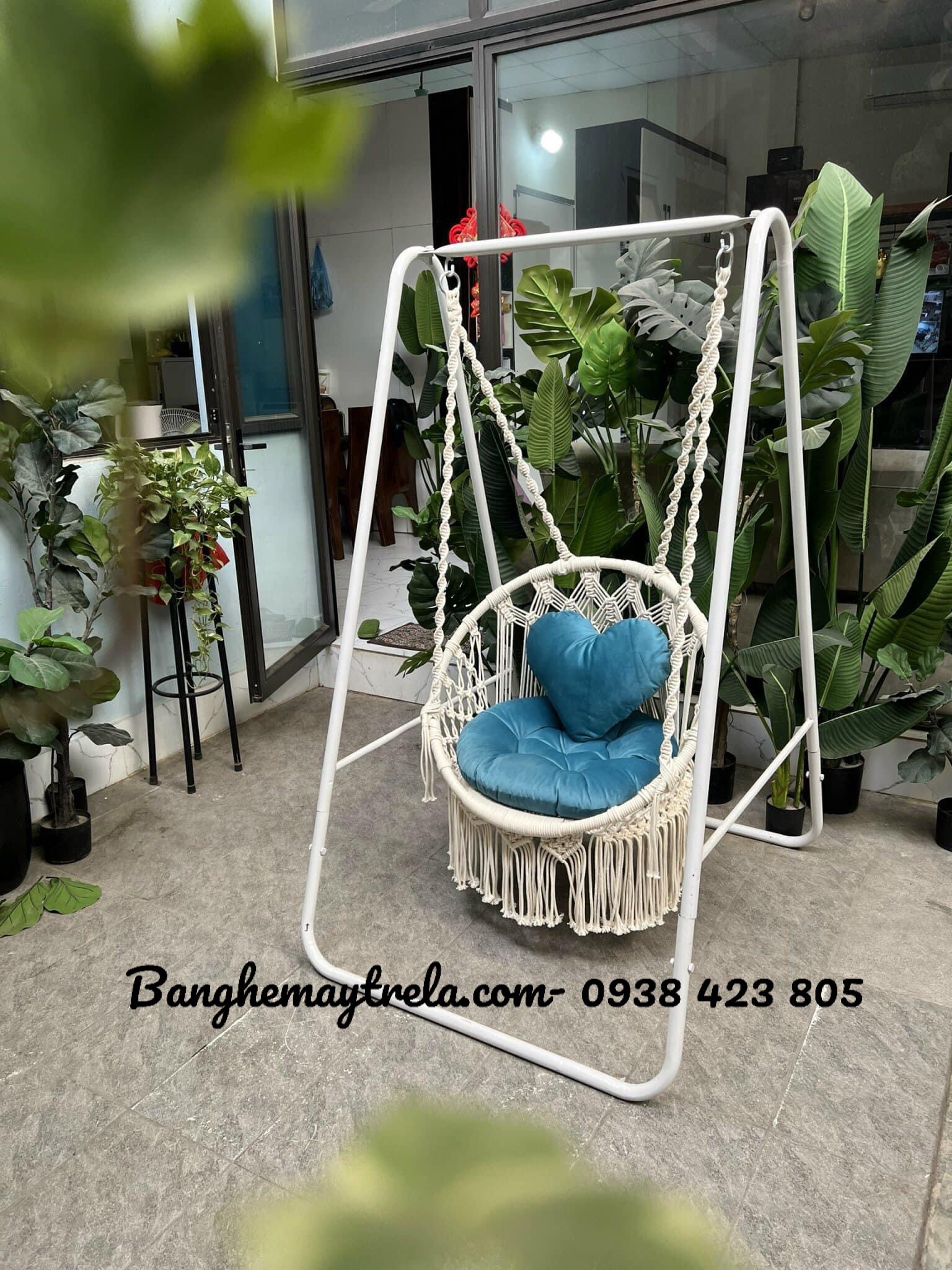 Ghế xích đu macrame- Xích đu mây treo trần nhà