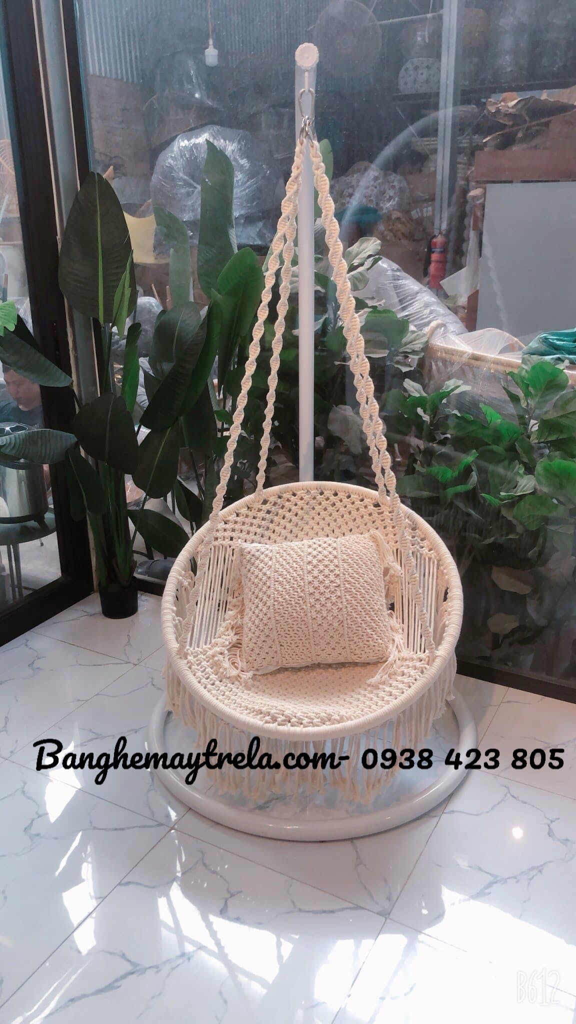 Ghế xích đu macrame- Xích đu mây treo trần nhà