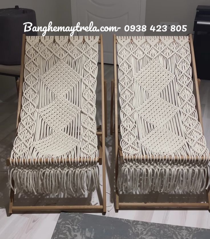 Ghế thư giãn macrame- Ghế thư giãn khung tre ép