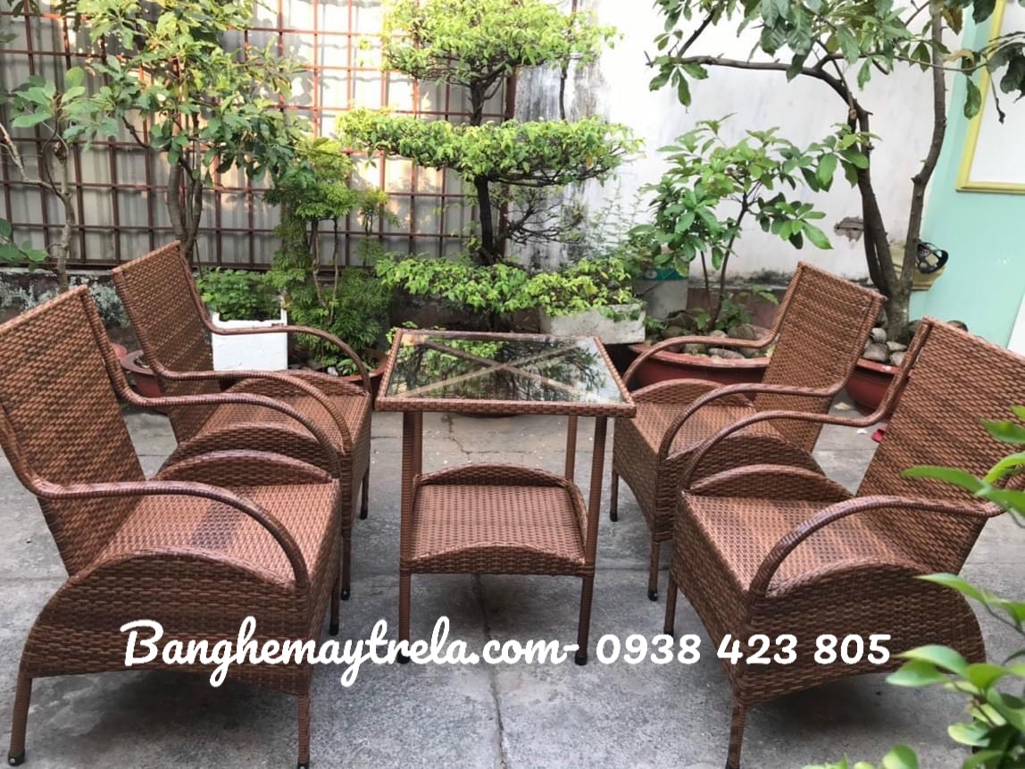 Bàn ghế cafe mây nhựa giả mây giá rẻ- Ghế cafe mây nhựa