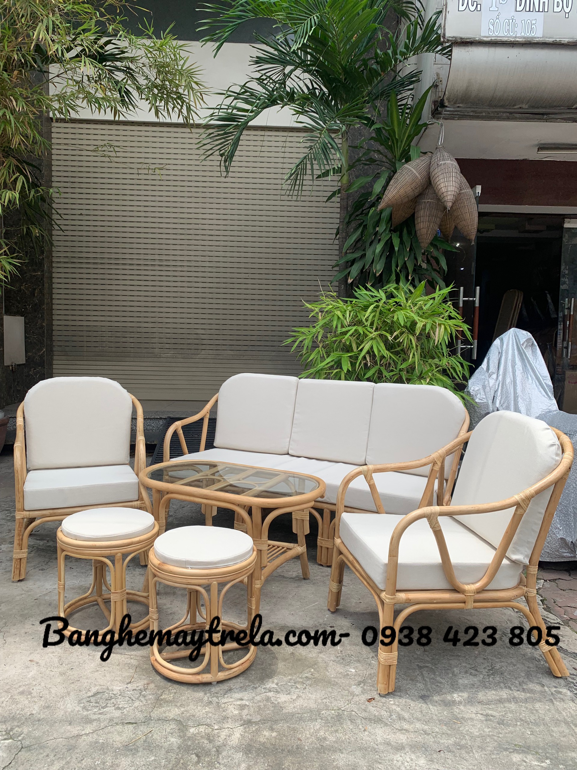 Bàn ghế mây tự nhiên- Sofa mây phòng khách