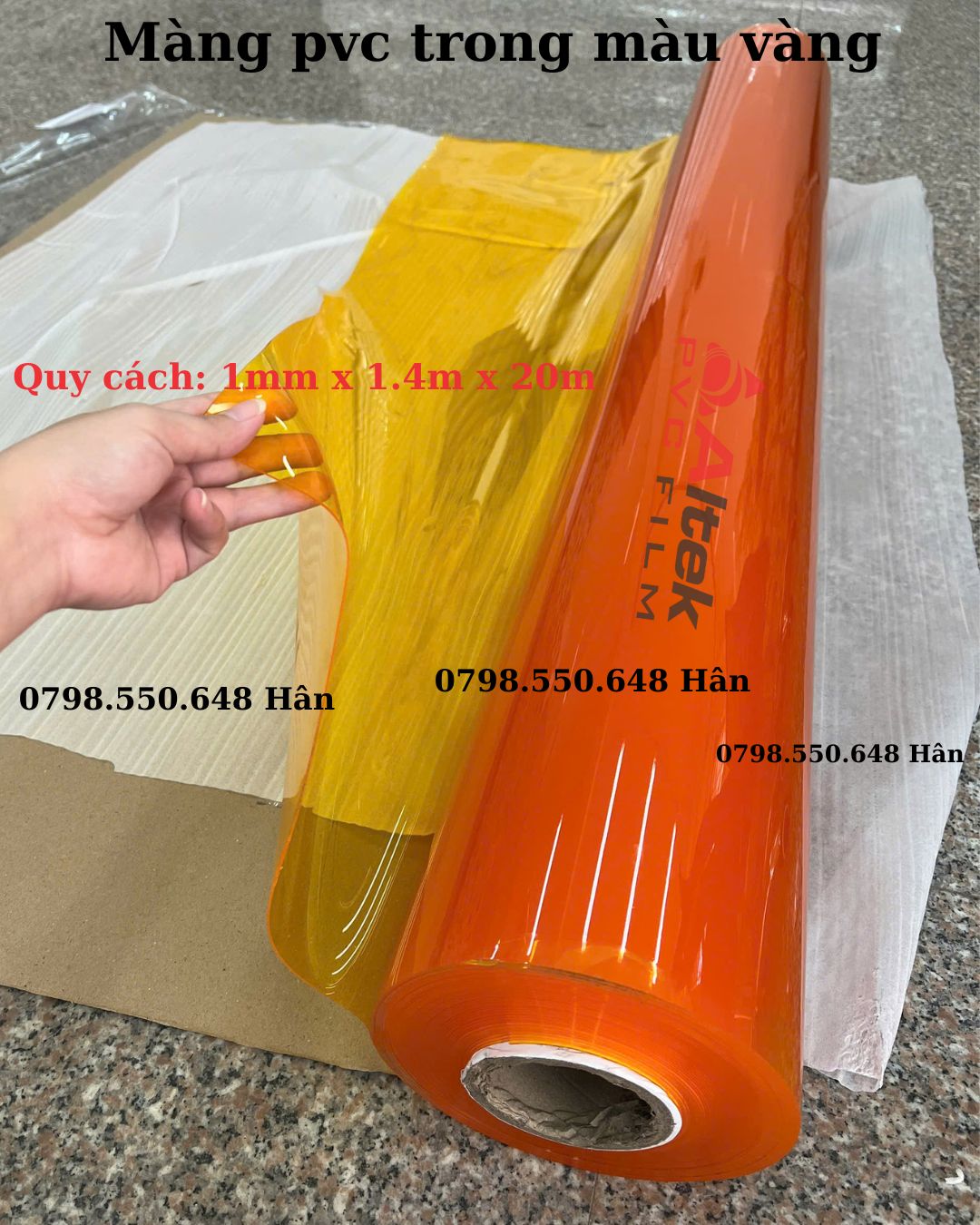 Màng pvc trong màu vàng dùng làm rèm giá tốt