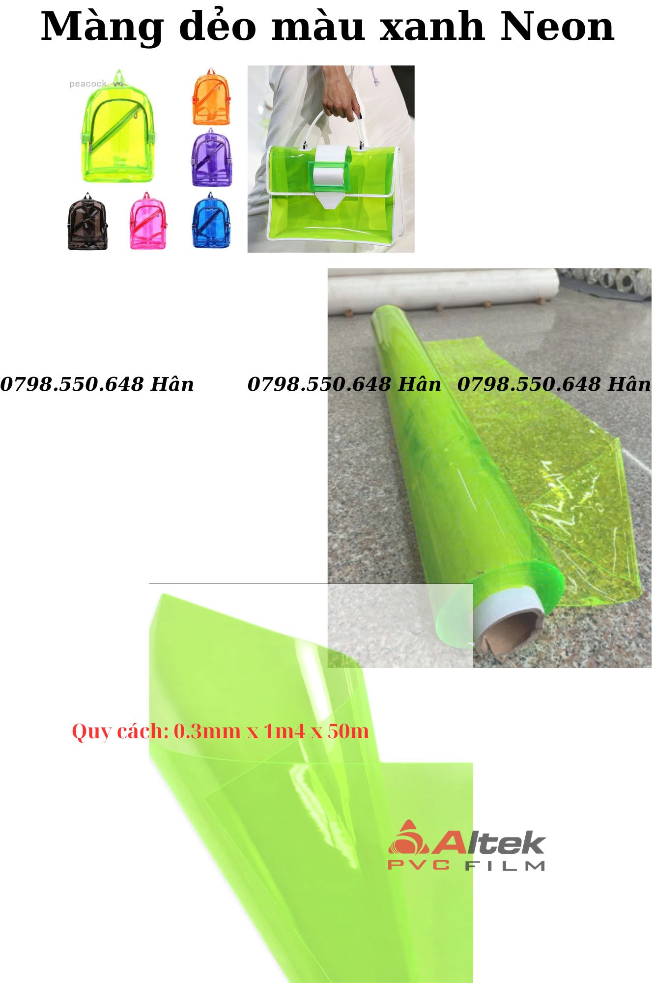 Màng dẻo màu xanh Neon giá tốt tại kho bên em