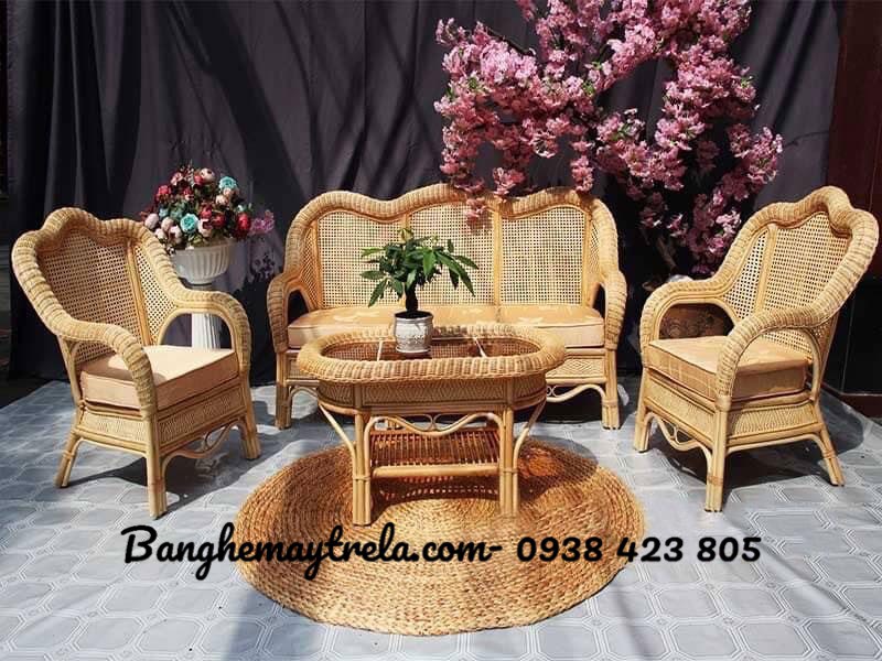 Sofa mây tre lưới mắt cáo- Bàn ghế mây phòng khách