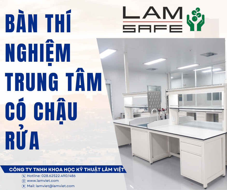 Bàn thí nghiệm trung tâm có chậu rửa Lâm Việt