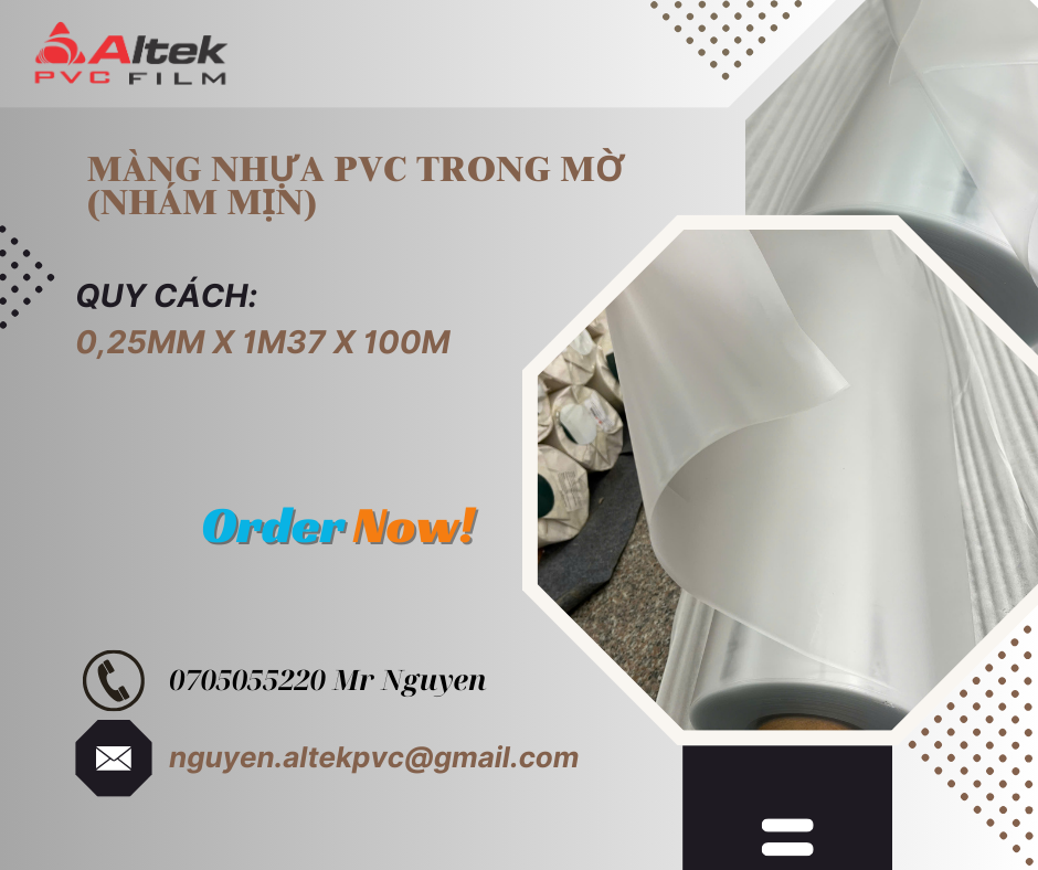 Phân phối màng nhựa PVC trong mờ quy cách 0,25mm