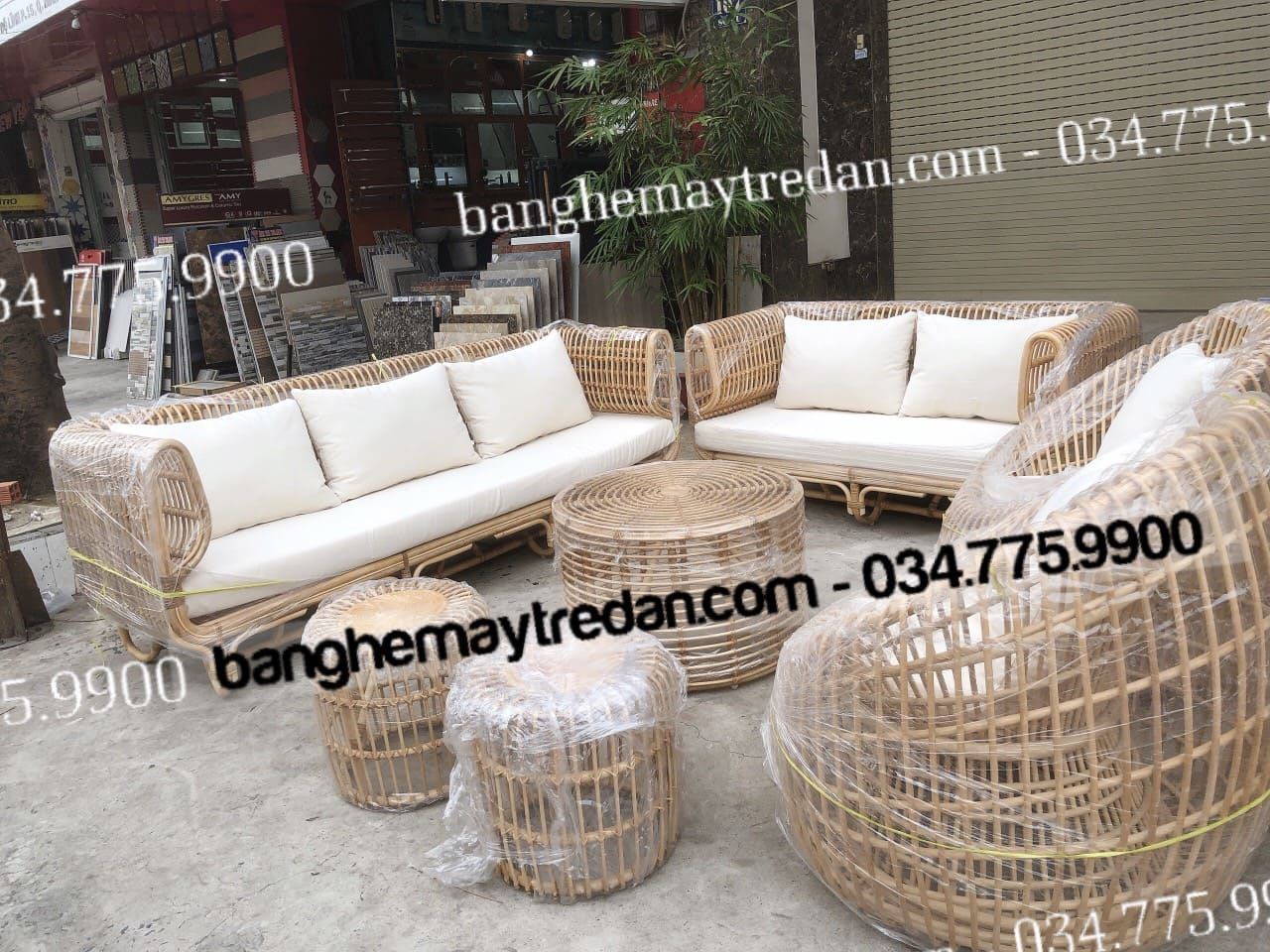 Sofa phòng khách chất liệu song mây cao cấp