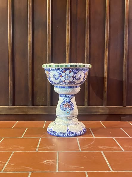 Chậu đắp tay cẩn miểng chén dĩa, thủ công mỹ nghệ  - Tphcm df