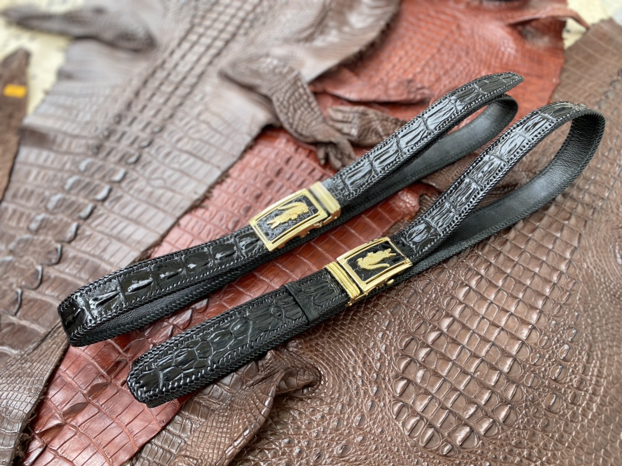 Thắt Lưng Cá Sấu Đan Viền - Tận Xưởng Không Qua Trung Gian