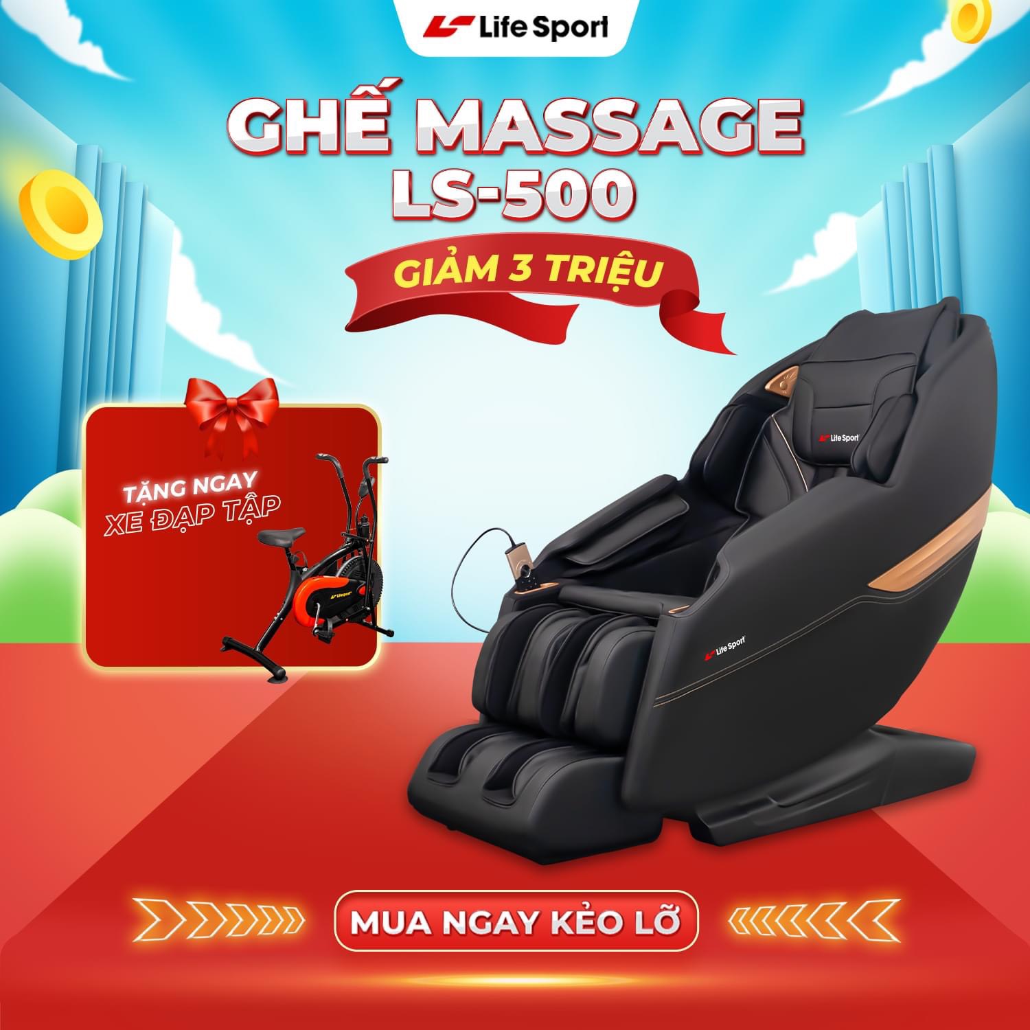 LIFESPORT LS-500  GIẢM SỐC RẺ BẤT NGỜ MUA NGAY TẶNG XE ĐẠP THỂ DỤC